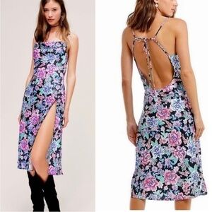 For Love And Lemons Dress Morgan Midi Cowl Neck in Floral